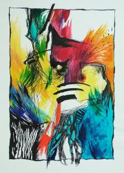 Cím nélkül, vegyes technika, papír, 43 x 61 cm