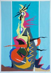 Totem 1, 1990, tempera, papír, 47 x 67 cm