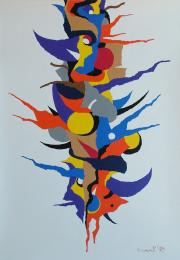 Cím nélkül, 1990, tempera, papír, 47 x 67 cm