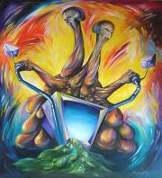 Paratudósok tanácstalansága, 1994, olaj, vászon, 125 x 140 cm