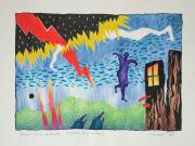 Wahorn és a farkasok (Hódolat W.A.-nak), 1989, vegyes technika, papír méret: 61 x 43 cm