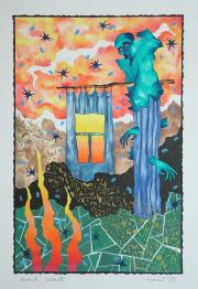 Morbid szonett, 1989, vegyes technika, papír méret: 43 x 61 cm