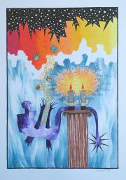 Cím nélkül, 1990, vegyes technika, papír méret: 46 x 64 cm