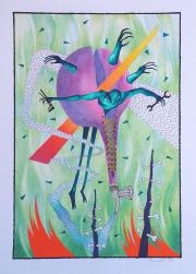 Cím nélkül, 1990, vegyes technika, papír méret: 46 x 64 cm