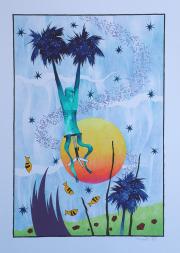 Nyaralás, 1990, vegyes technika, papír méret: 46 x 64 cm