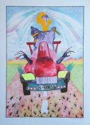 Tavaszi rémálom, 1991, vegyes technika, papír méret: 46 x 64 cm