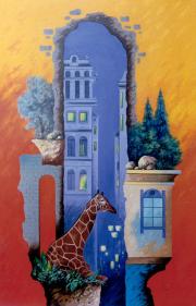 Cím javításra, 1999, olaj, farost, 42 x 65 cm