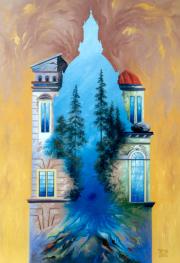 Katedrális, 2000, olaj, farost, 45 x 65 cm