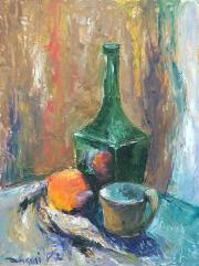 Csendélet, 1987, olaj, farost, 32 x 43 cm