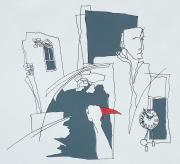 Egy úr és a lovag balladája, szitanyomat, 31 x 30 cm