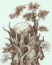 Fa gömbkristállyal, 2012, 8 x 10 cm