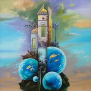 Delfinsziget, 2002, olaj, farost, 60 x 60 cm