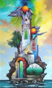 A smaragd szigete, 2004, olaj, farost, 30 x 50 cm