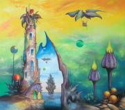 Zöld Hold, 2009, olaj, vászon, 90 x 70 cm