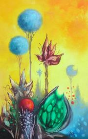 Kristályerdő, 2012, olaj, farost, 25 x 40 cm