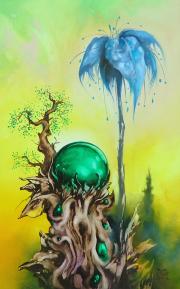 Kristályfák 2, 2012, olaj, farost, 25 x 40 cm