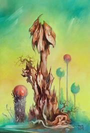 Gombafa, 2013, olaj, farost, 20 x 30 cm