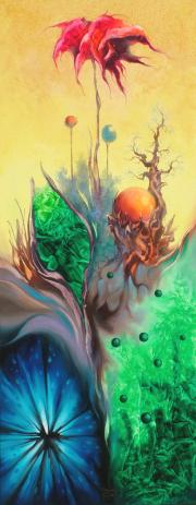 Smaragd erdő, 20l4, olaj, vászon, 40x100 cm