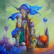 Kék kristályház, 2015, olaj, vászon, 50x50 cm