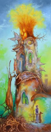 Várakozók, 2021, olaj, farost, 20x50 cm