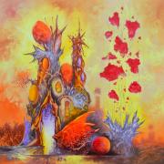 Bíbor öböl 6, 2021, olaj, farost, 60x60 cm