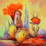 Bíbor öböl 5, 2021, olaj, farost, 40x40 cm