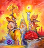 Bíbor öböl 3, 2021, olaj, farost, 55x60 cm