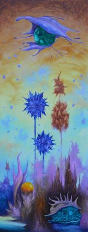 Azuritfák völgye 6., olaj, vászon, 40x100 cm