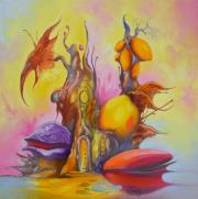 Borostyánház 20., olaj, farost, 30,5 X 30,5 cm