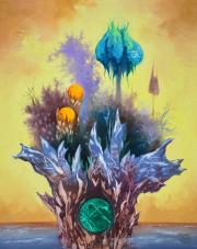 Sziget kristályfákkal, 2017, olaj, farost, 40x50 cm