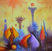 Kristályvirágok földje 16, 2017, olaj, vászon, 100x100 cm