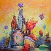 Smaragdkő a kertben, 2017, olaj, vászon, 70x70 cm