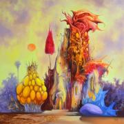 A tűzvirágfa háza, 2017, olaj, vászon, 80x80 cm