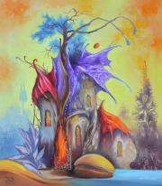 Erdei ház 6, 2018, olaj, farost, 40x45 cm