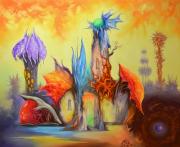 Erdei ház a borostyán völgyben, 2018, olaj, vászon, 120x100 cm