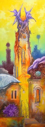 Óváros, 2019, olaj, farost, 25x70 cm