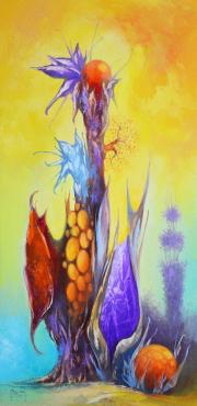 Kristályfa, 2019, olaj, farost, 25x50 cm