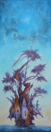 Hosszú utazás, 2019, olaj, vászon, 40x100 cm