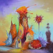 Borostyán-völgy 1, 2019, olaj, farost, 60x60 cm