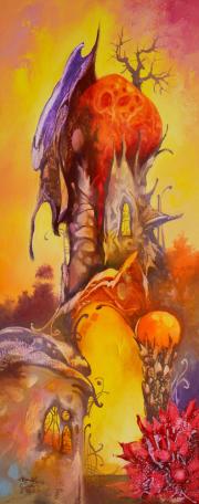 Szamócaházak völgye 3, 2020, olaj, farost, 20x50 cm