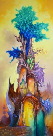 Smaragdhegyi ház 2, 2020, olaj, vászon, 40x100 cm