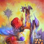 A rubinkristály háza, 2020, olaj, vászon, 60x60 cm