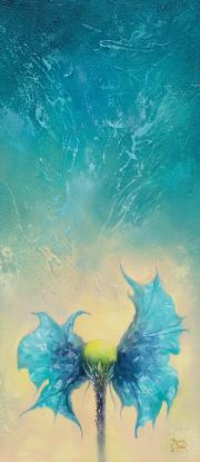 Asztrálvirág (energiamező 1), 2014, olaj, farost, 22x50 cm