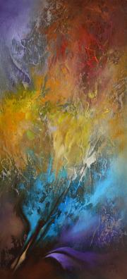 Impresszió 1, 2019, olaj, farost, 17x37 cm