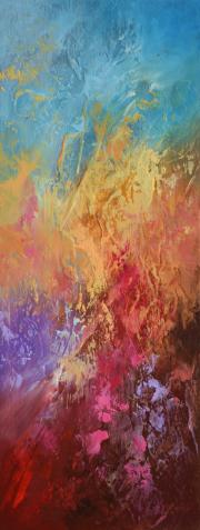 Impresszió 2, 2019, olaj, farost, 19,5x50 cm