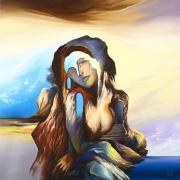 Kastély a tengerparton, 2001, olaj, farost, 50 x 50 cm