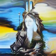 Hajnalsziget 3, 2002, olaj, farost, 60 x 60 cm