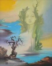 Hajnali sziklák 3, 2005, olaj, farost, 40 x 50 cm