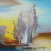 Hajnali sziklák 2, 2005, olaj, farost, 50 x 50 cm