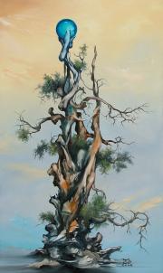 Xenonfa tanulmány 1, 2006, olaj, farost, 30 x 50 cm